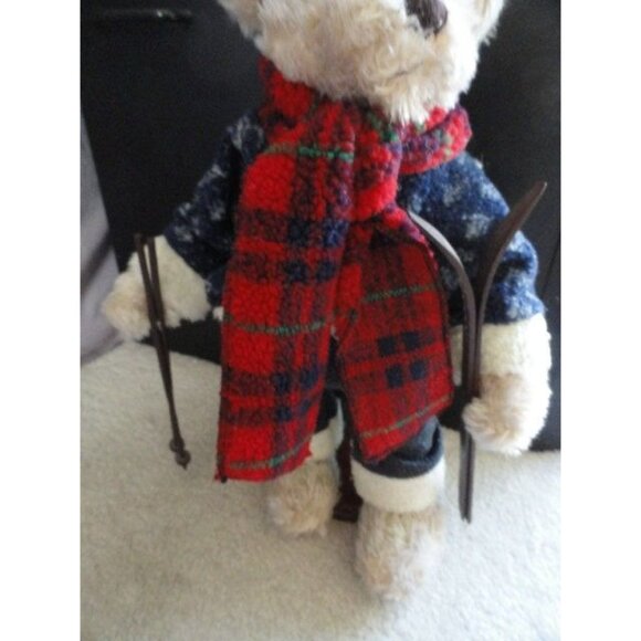 Vtg Plush Teddy Bear With Alpine Snow Skis & Poles 18″ Winter Scarf Stocking Cap - Picture 3 of 9